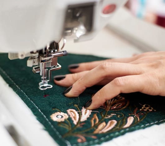 Embroidered leather pattern sample