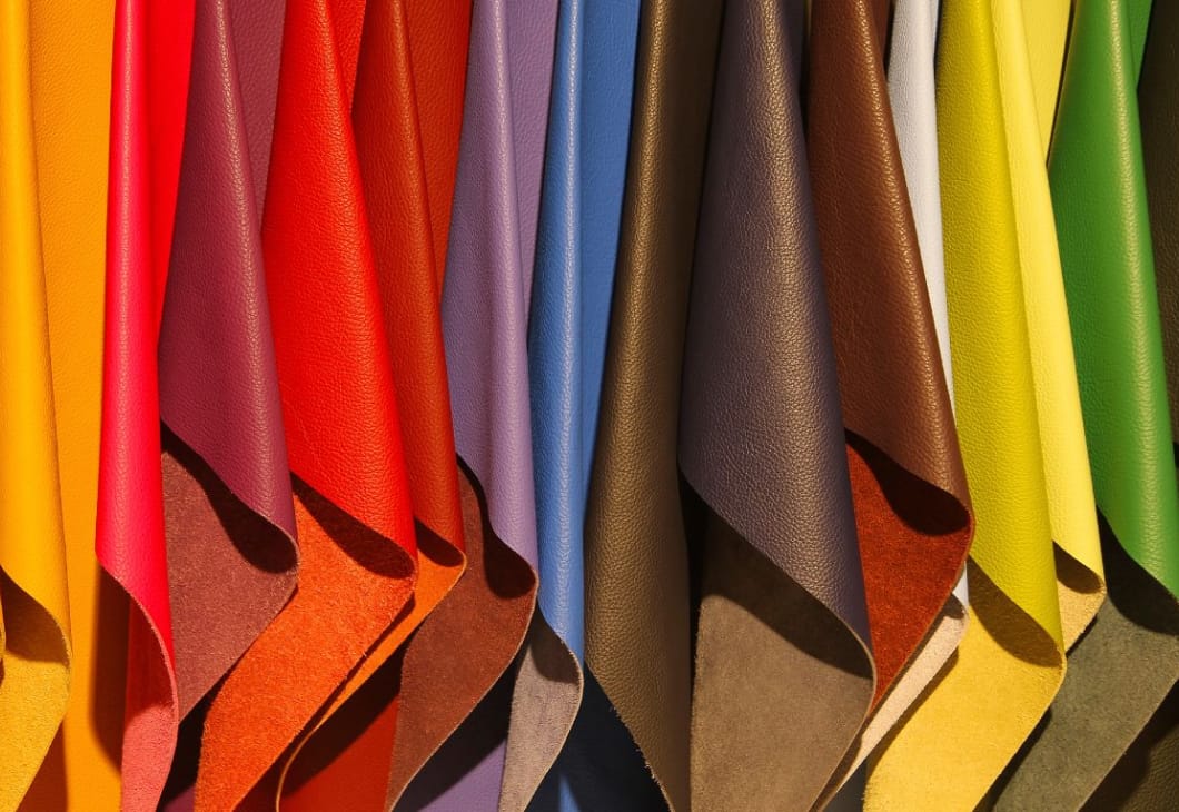 Real leather hide and upholstery sample