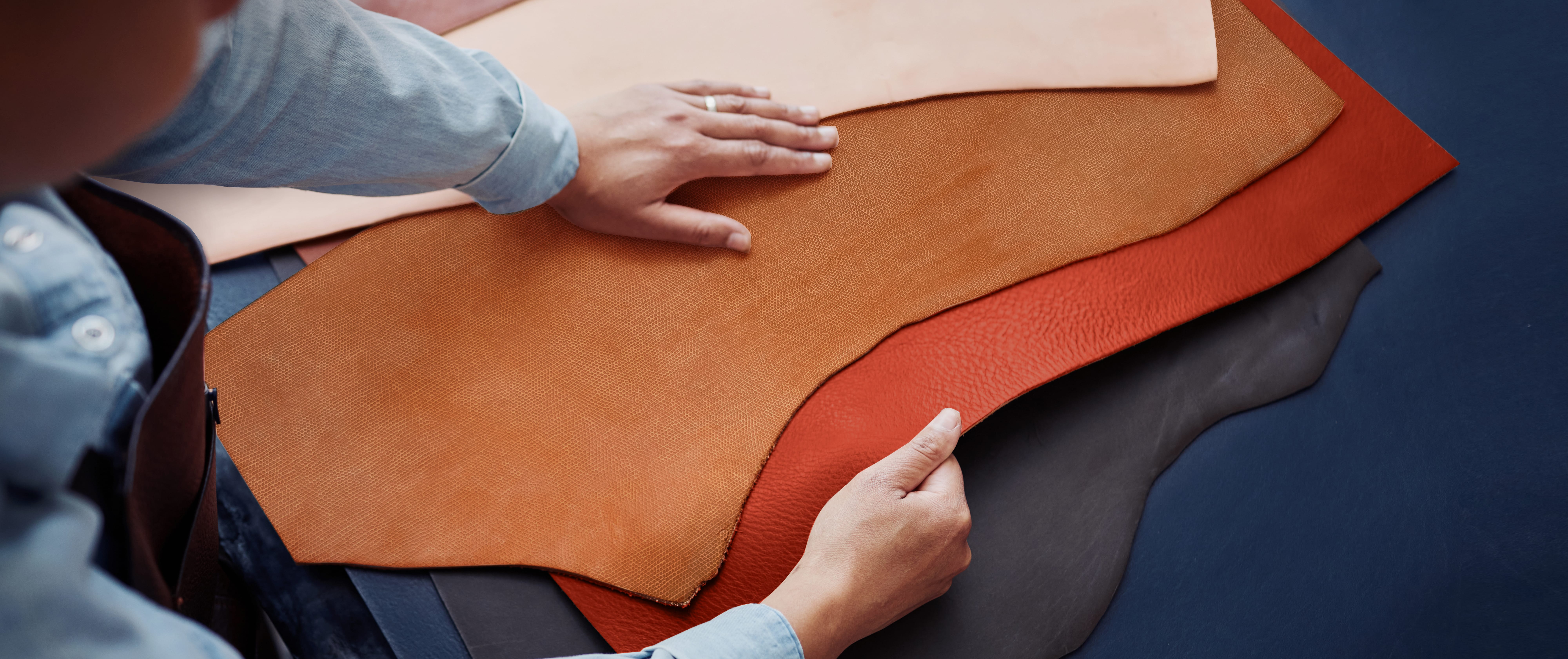 Close-up of premium leather texture and grain